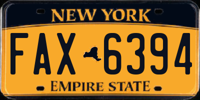 NY license plate FAX6394