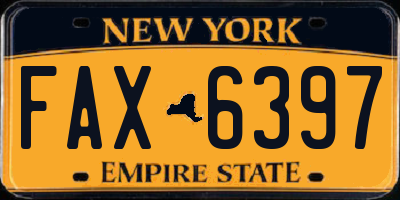 NY license plate FAX6397
