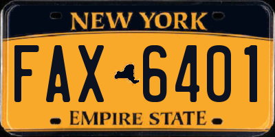 NY license plate FAX6401