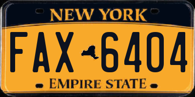NY license plate FAX6404