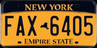 NY license plate FAX6405