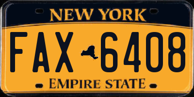 NY license plate FAX6408