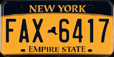 NY license plate FAX6417