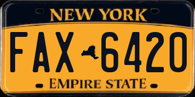 NY license plate FAX6420