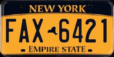 NY license plate FAX6421