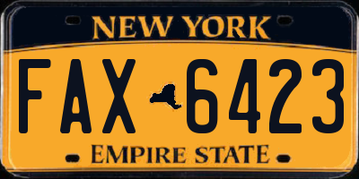 NY license plate FAX6423