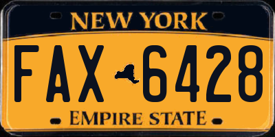 NY license plate FAX6428