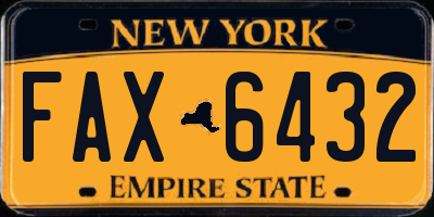 NY license plate FAX6432