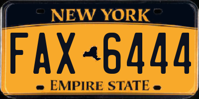 NY license plate FAX6444