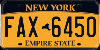 NY license plate FAX6450