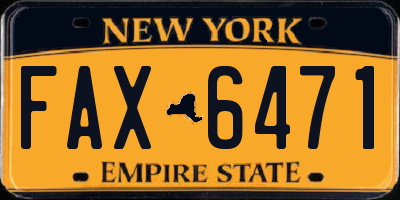 NY license plate FAX6471