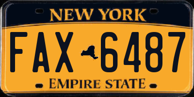 NY license plate FAX6487