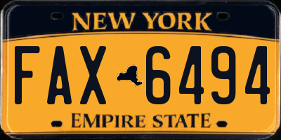 NY license plate FAX6494