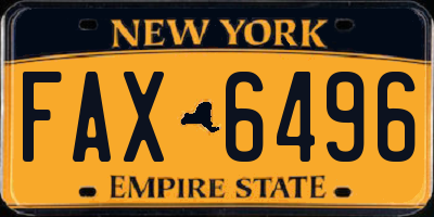 NY license plate FAX6496