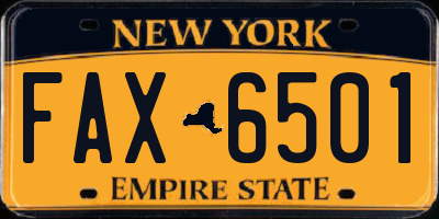 NY license plate FAX6501