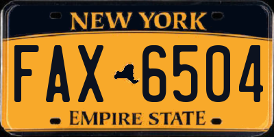 NY license plate FAX6504