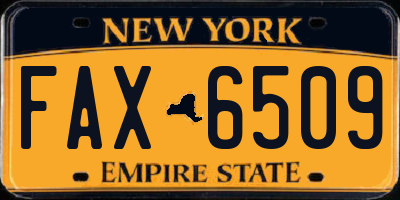 NY license plate FAX6509