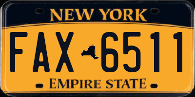 NY license plate FAX6511