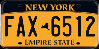 NY license plate FAX6512