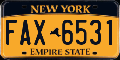 NY license plate FAX6531