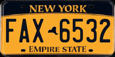 NY license plate FAX6532