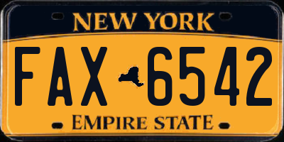 NY license plate FAX6542