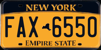 NY license plate FAX6550