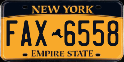 NY license plate FAX6558