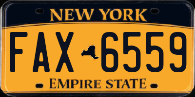 NY license plate FAX6559