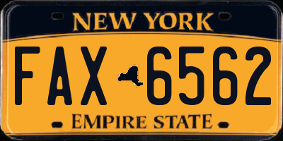NY license plate FAX6562