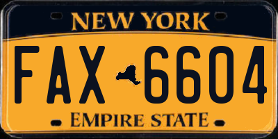 NY license plate FAX6604