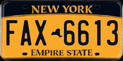 NY license plate FAX6613