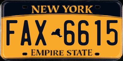 NY license plate FAX6615