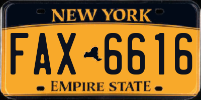 NY license plate FAX6616