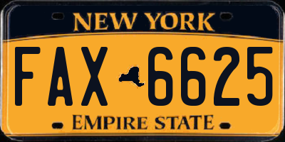 NY license plate FAX6625
