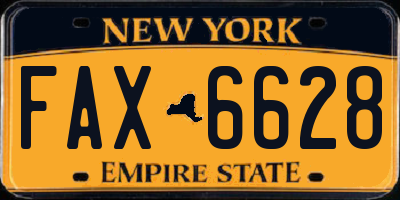 NY license plate FAX6628
