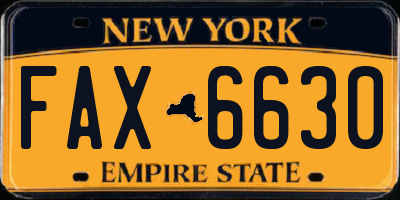 NY license plate FAX6630