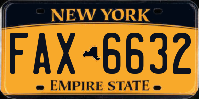 NY license plate FAX6632