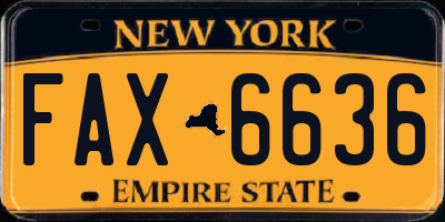 NY license plate FAX6636