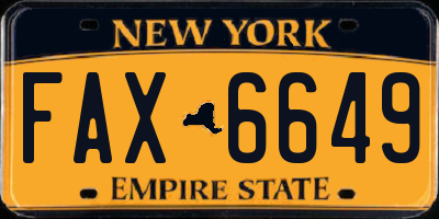 NY license plate FAX6649