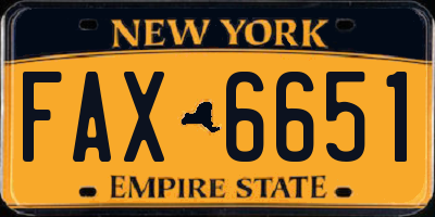 NY license plate FAX6651