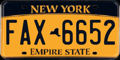 NY license plate FAX6652