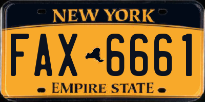 NY license plate FAX6661