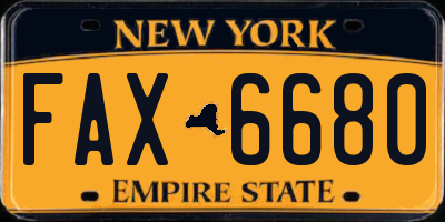NY license plate FAX6680