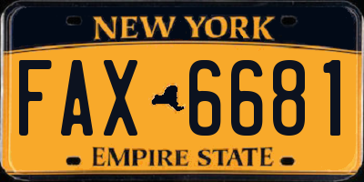 NY license plate FAX6681