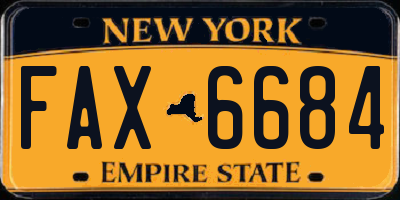 NY license plate FAX6684