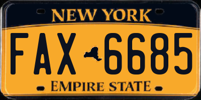 NY license plate FAX6685