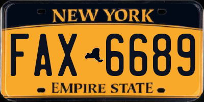 NY license plate FAX6689