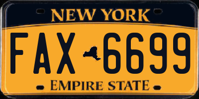 NY license plate FAX6699
