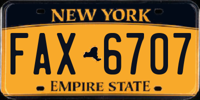 NY license plate FAX6707